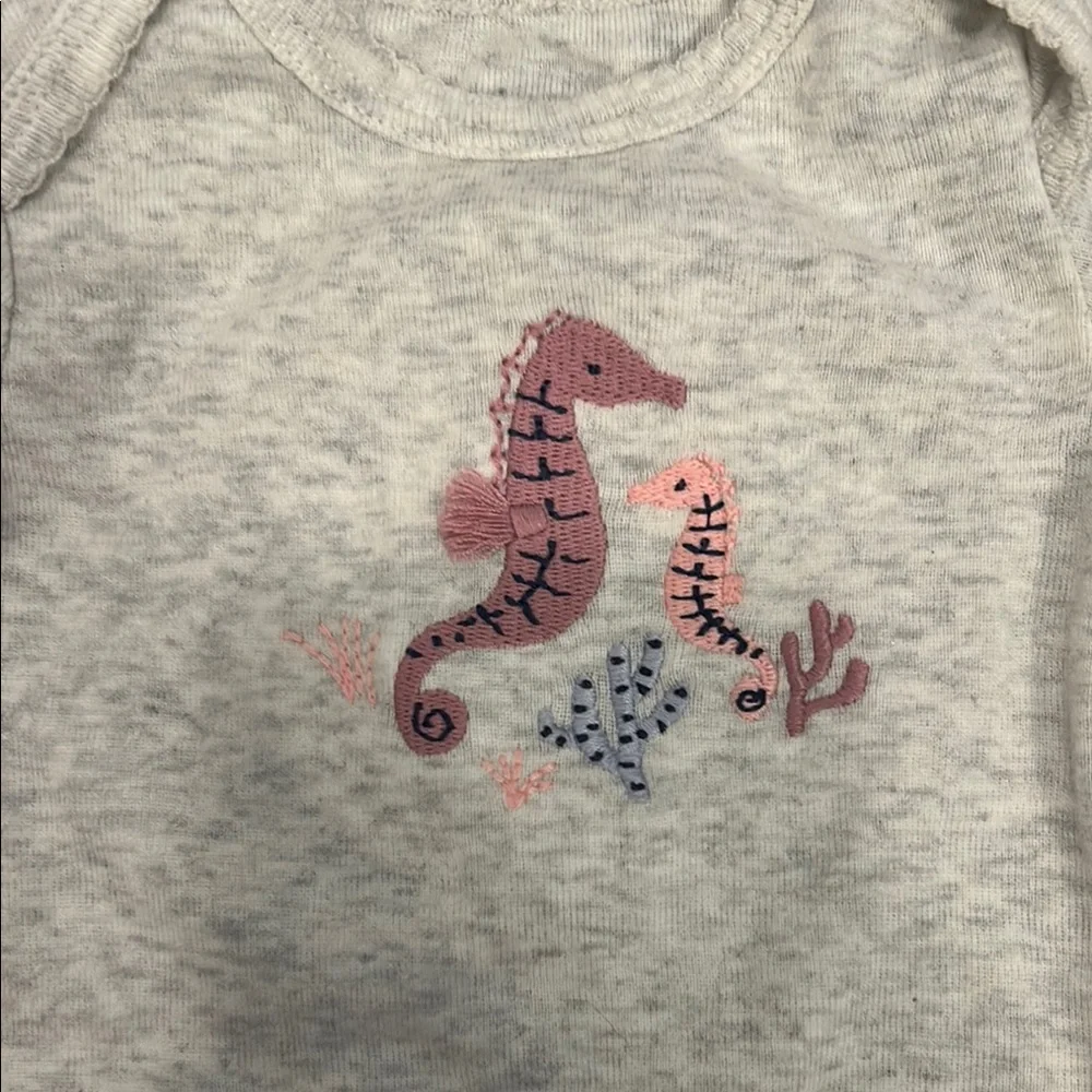 Carter’s Gray Onesie with Seahorse Embroidery